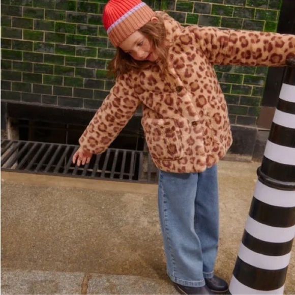 Mini Boden Faux Fur Duffle Coat Leopard 2-3